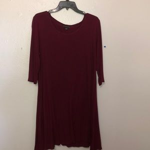 maroon half sleeve dress. mid length